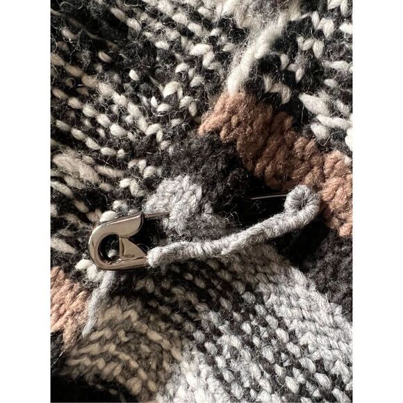 J. Jill wool alpaca blend southwestern aztec grey tan long sleeve cardigan - Picture 4 of 5